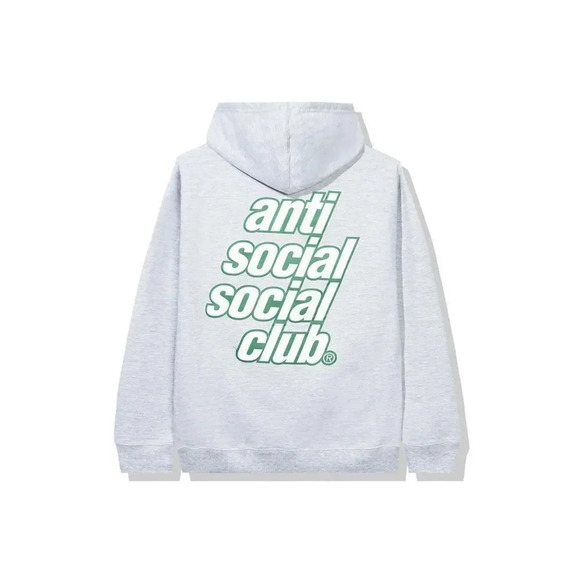 Anti Social Social Club Strawberry Slush Hoodie Pullover M Gray Green Spell Out - Picture 1 of 12